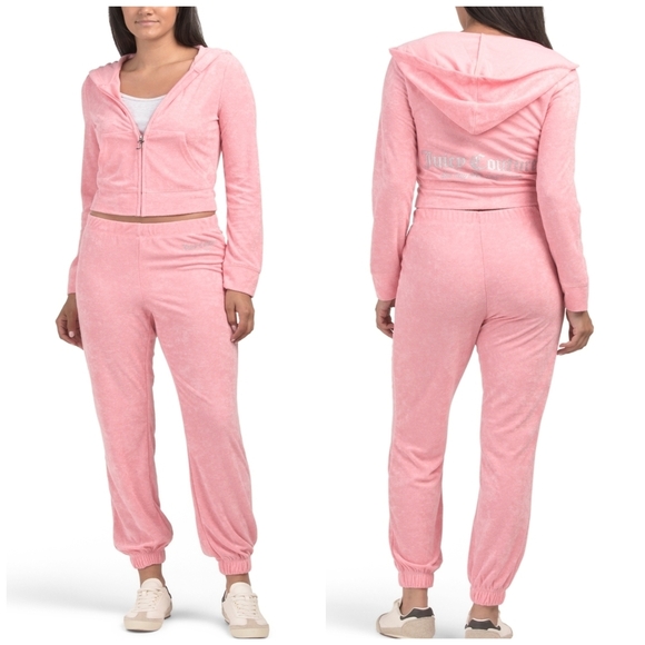 🔹️ Juicy Couture🔹️ Flamingo Pink Terrycloth Tracksuit Jogger Set ✨️💓 - Picture 1 of 3